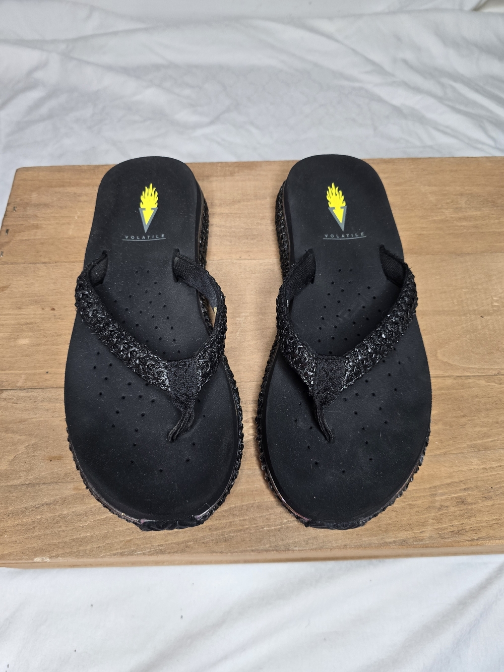 Volatile Black Sparkle Thong Sandals